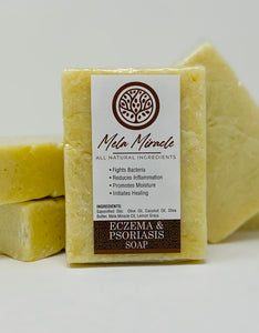 Eczema and Psoriasis Soap is a moisturizing soap that initiates healing, reduces inflammation and fights bacteria